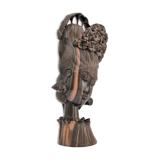 Wooden bust of woman with floral headdress sculptural work of the 60s-70s