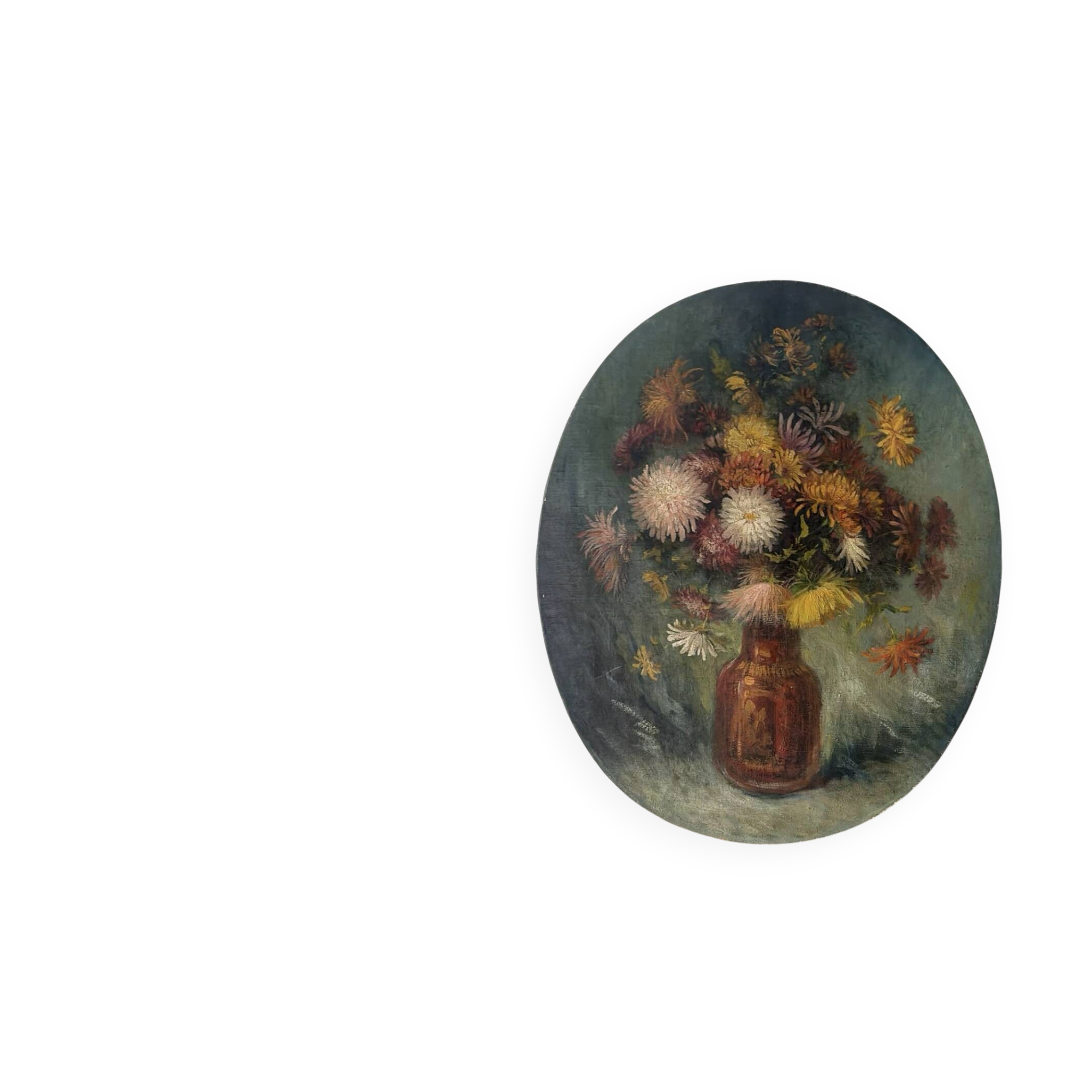 Oval bouquet, oil on canvas