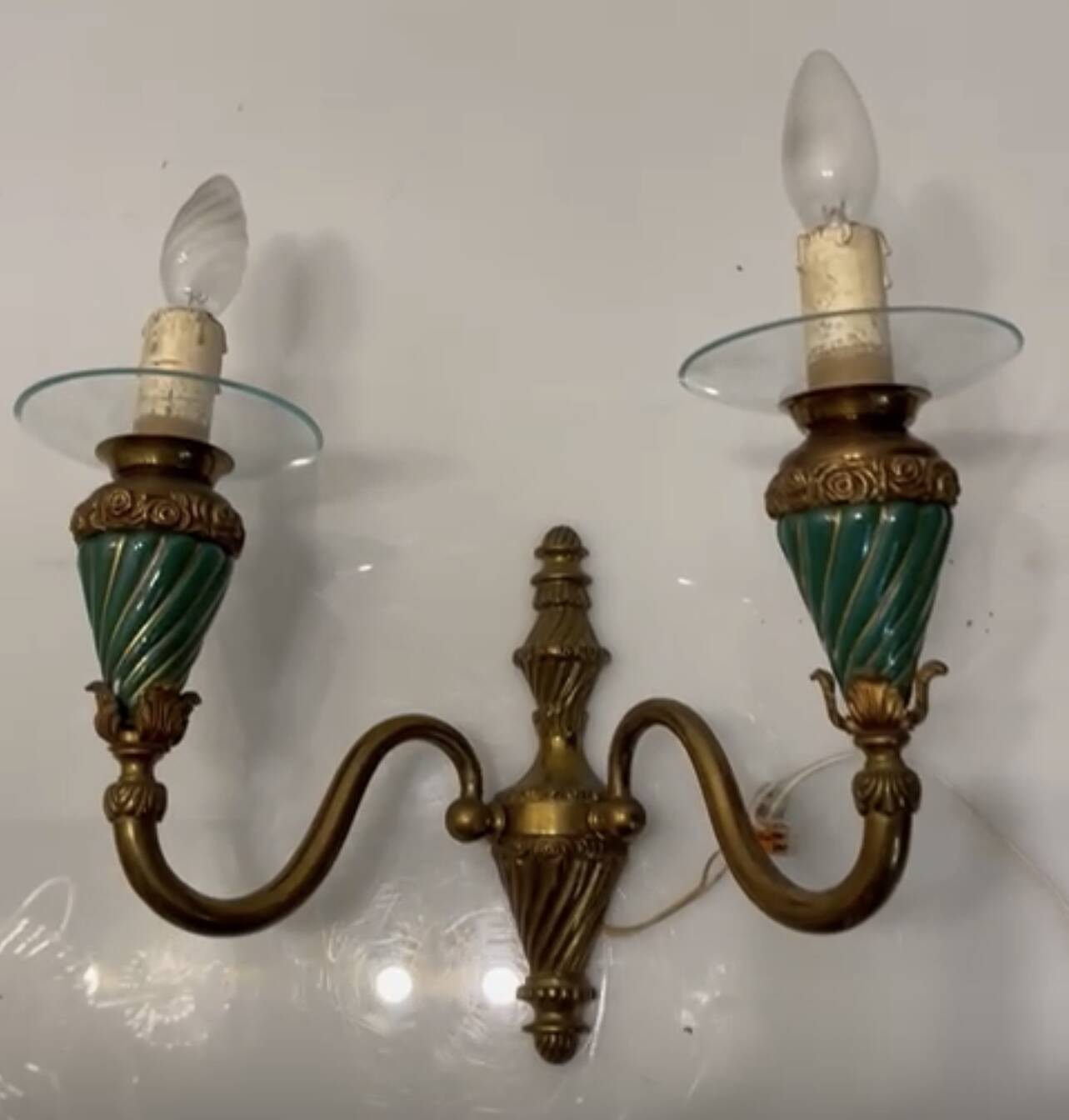 Bronze Ceramic Sconces Set of 2 1950’s