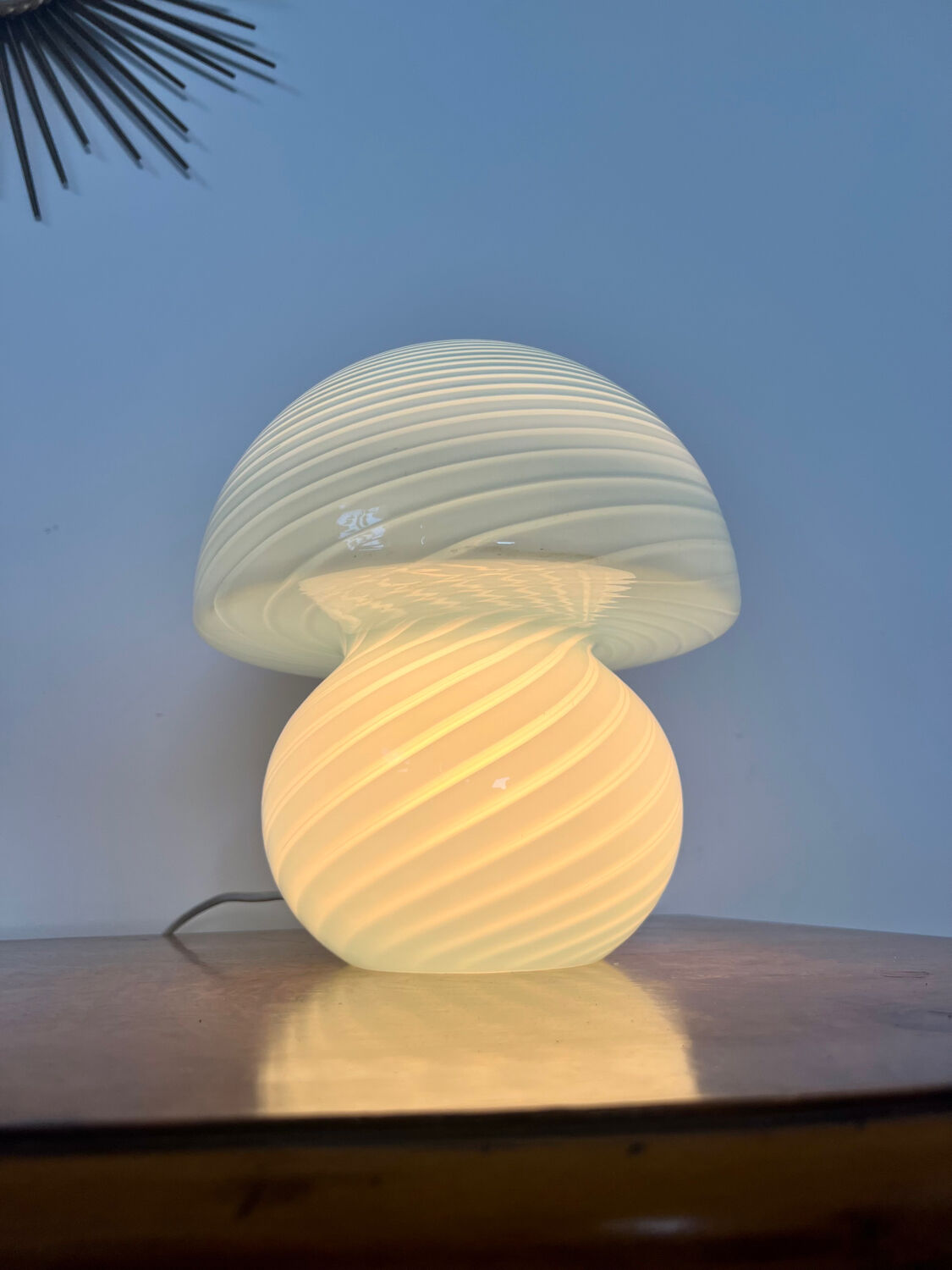Ancienne Lampe champignon vintage en verre tourbillon Vetri Murano années 60