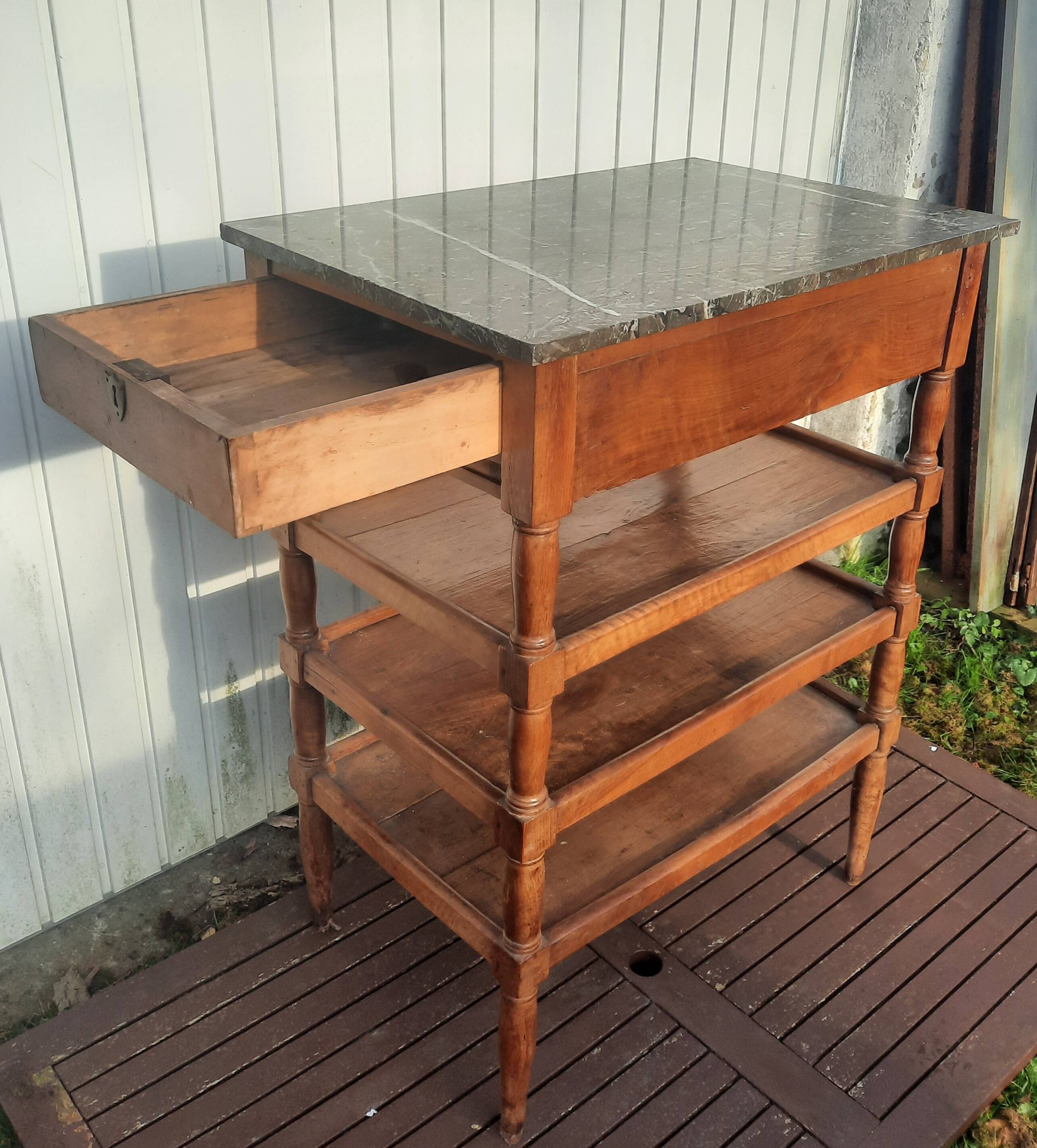 4-shelf marble top cabinet