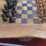 Jeux d'échecs rustique en bois d'olivier naturel