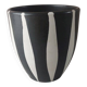 Old ceramic flowerpot, Vallauris style decor, black and white stripes, vintage