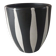 Old ceramic flowerpot, Vallauris style decor, black and white stripes, vintage