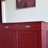 English style painted red storage cabinet