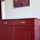 English style painted red storage cabinet