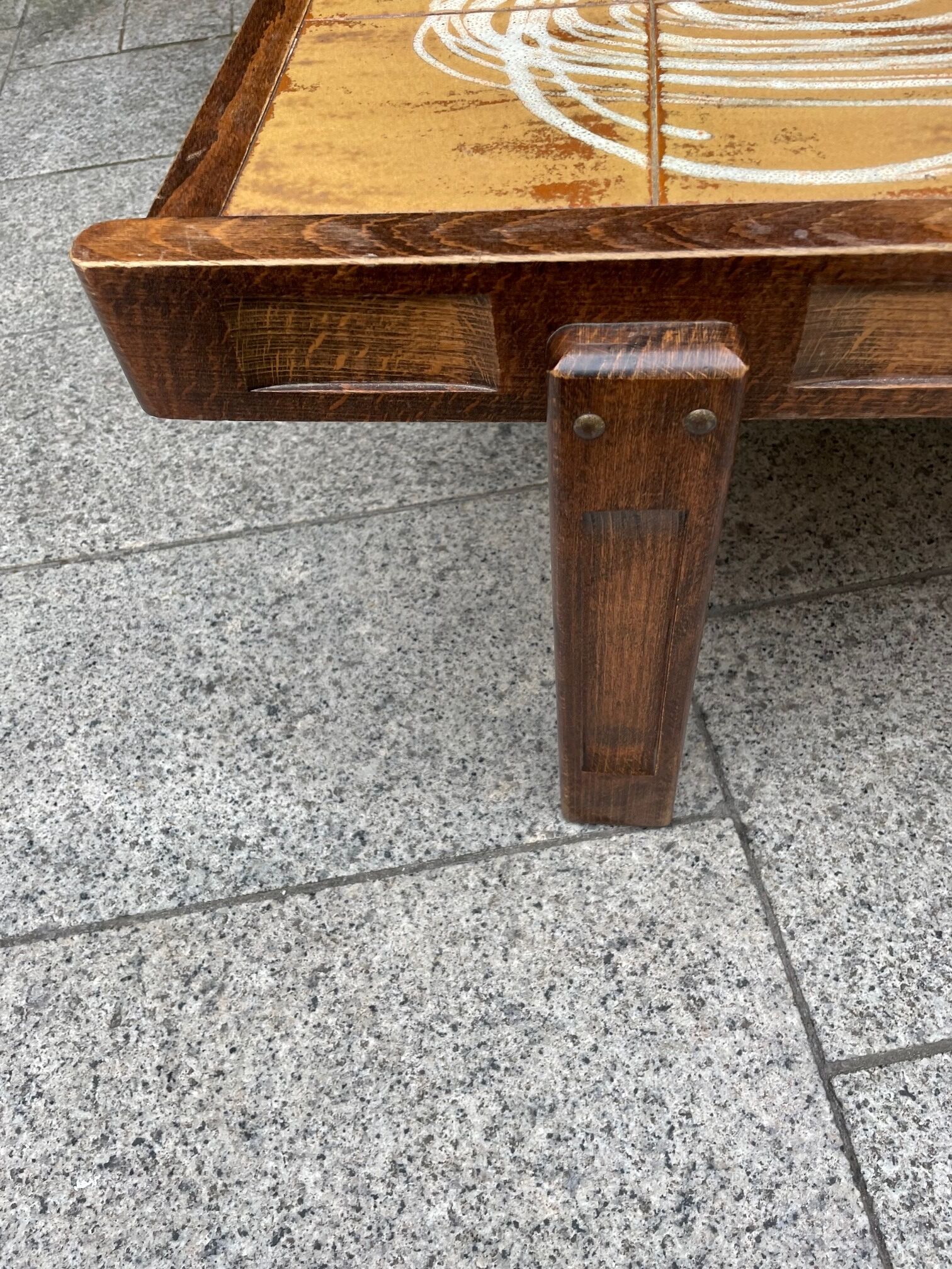 Table basse céramique bois vintage