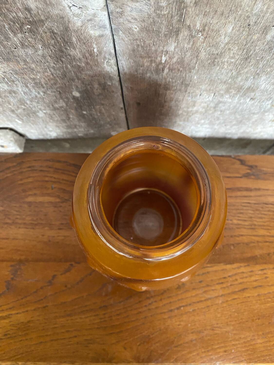 Antique Orange Marbled Glass Jar Pot + Vintage Kitchen Lid #B721