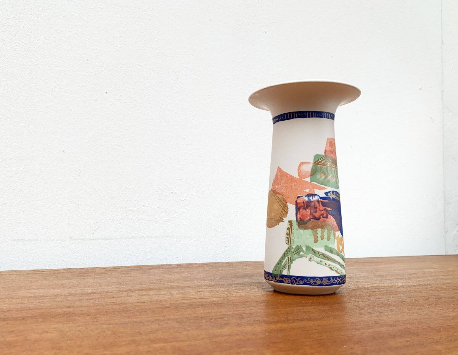 Vintage German ceramic vase Postmodern Alta Mira series by Gilbert Portanier for Rosenthal, 1980s.