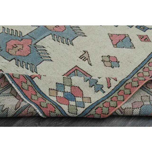 1970s Vintage Turkish Handmade Wool & Cotton Pink Area Rug 172x263