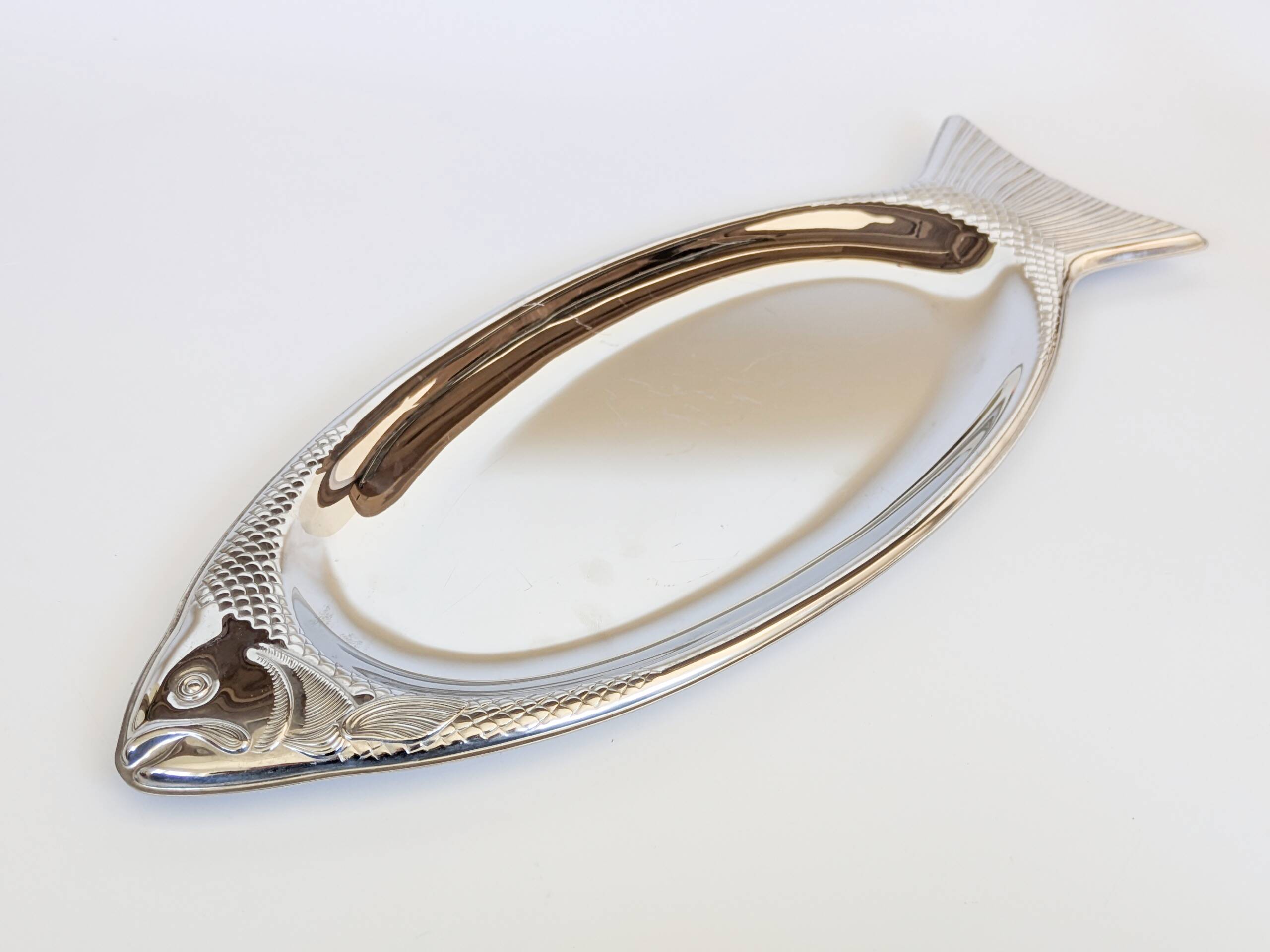 Vintage WMF Cromargan fish serving platter, stainless steel
