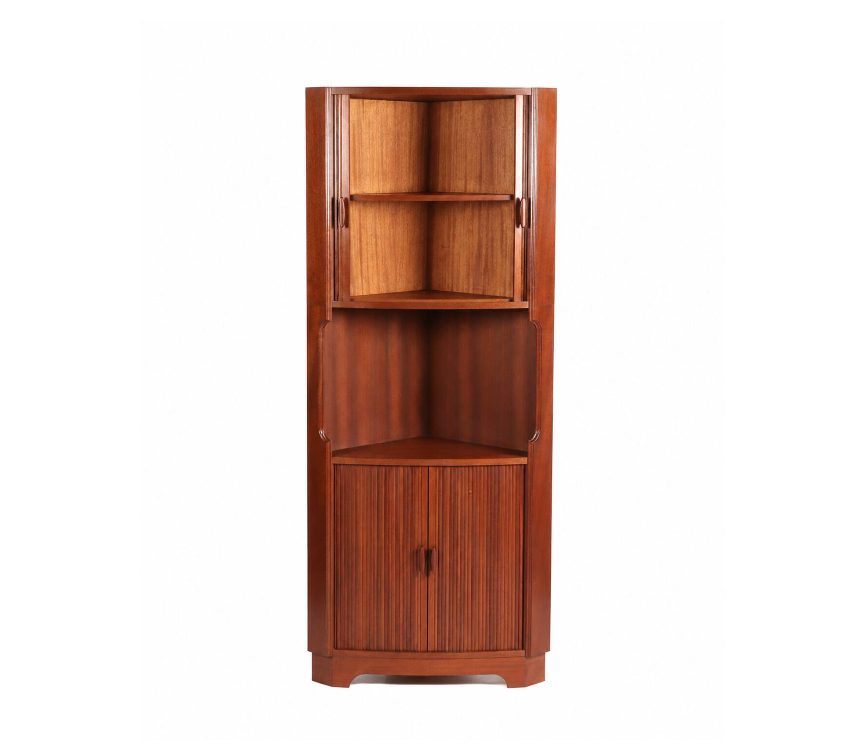 Danish vintage corner cabinet with tambour doors, 1960s
