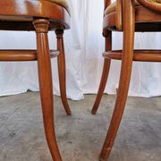 Set of 4 Vintage Bentwood Dining Chairs: Cane Back, Leather Seat, Thonet St