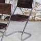 5 tubular chairs in suede and chrome by Roche Bobois, 1970.