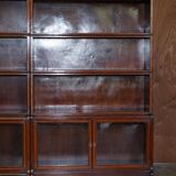 Antique pair of legal bookcases by William Baker Co in hardwood, satin and walnut.