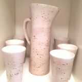 Stoneware orangeade set with a large pitcher and 6 glasses