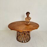 Large Mid-Century Modern Mexican Equipales Leather Dining Table, 1970