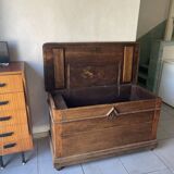 Large old 18th century solid wood chest / trunk / vintage flea market