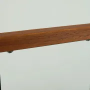 1960s mid century MAGAZINE RACK newspaper holder brown suede metal teakwood