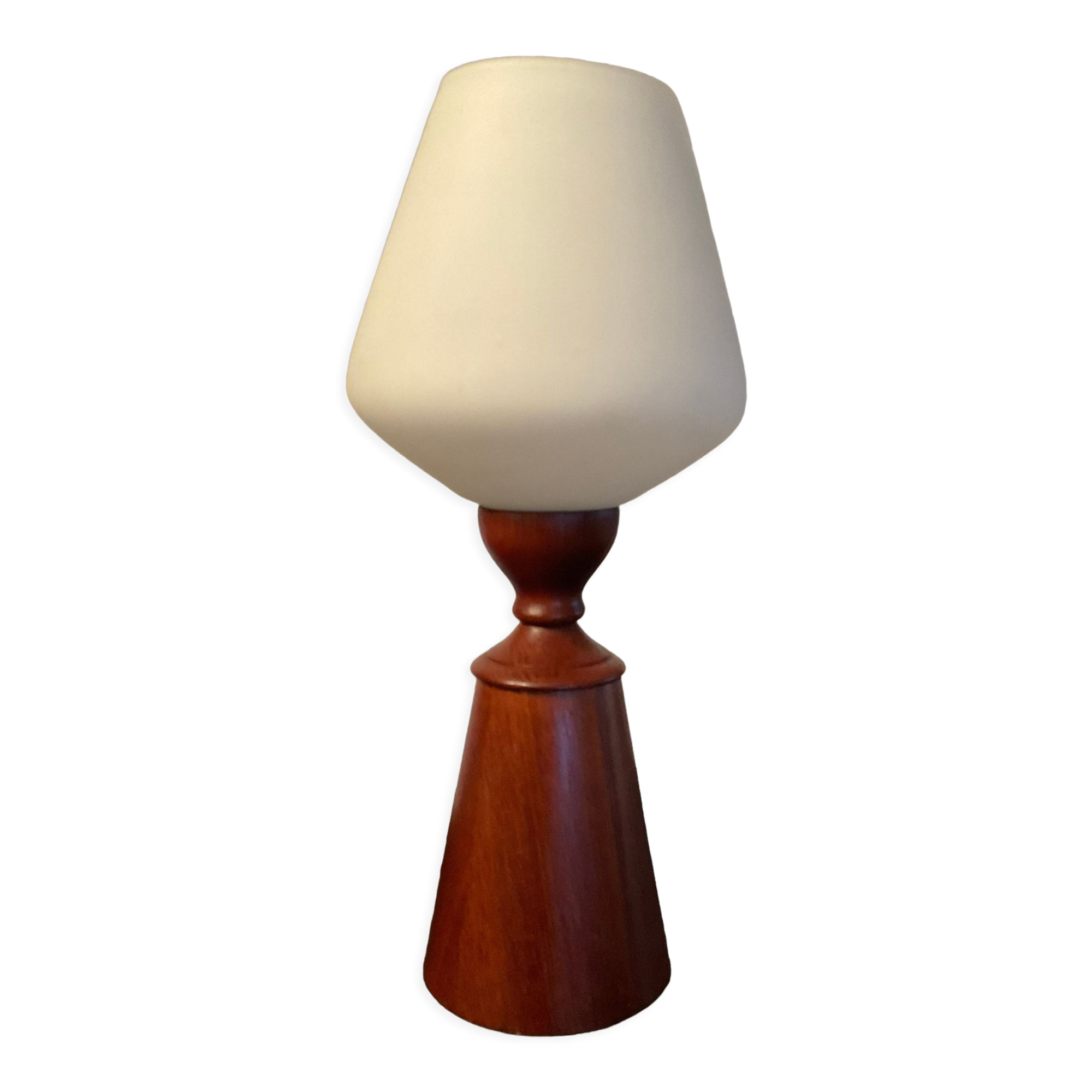 Scandinavian lamp in teak and opaline years 50-60