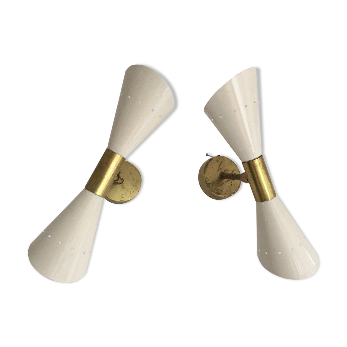 Pair of flutes 60's wall lamps