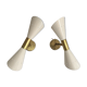 Pair of flutes 60's wall lamps
