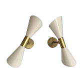 Pair d'appliques flûtes années 60