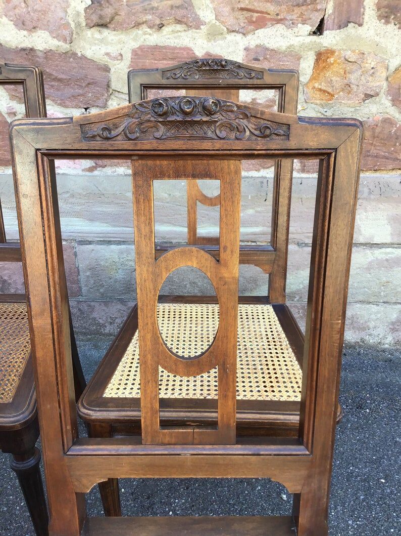 Set of 4 French chairs louis XVI vintage 30s Provence