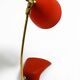 Rare Cosack Mid Century table lamp with red fine wrinkle finish and brass n