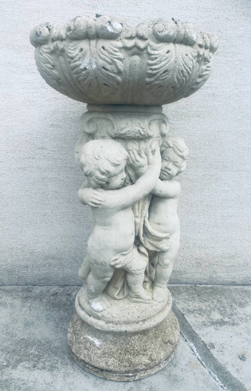 Garden statues 3 angels child stone decoration cup