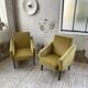Paire de chauffeuses fauteuils vintage velours jaune