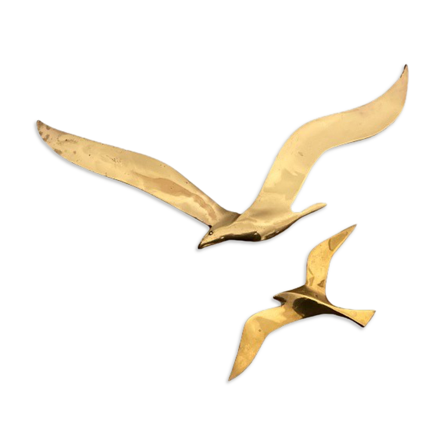 Set of two brass birds to hang