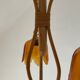 Vintage chandelier with 3 burners in rattan and bamboo