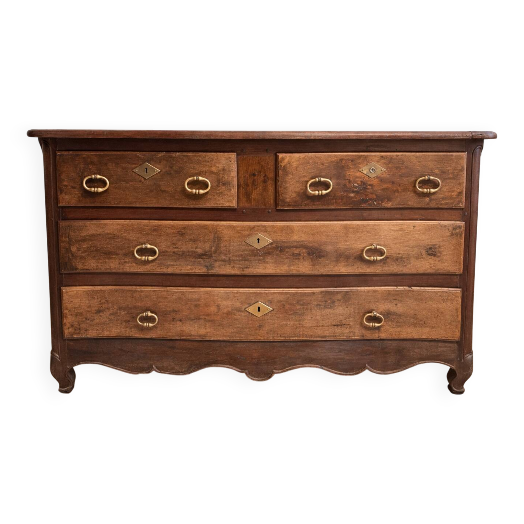 Antique curved walnut chest of drawers – 4 drawers