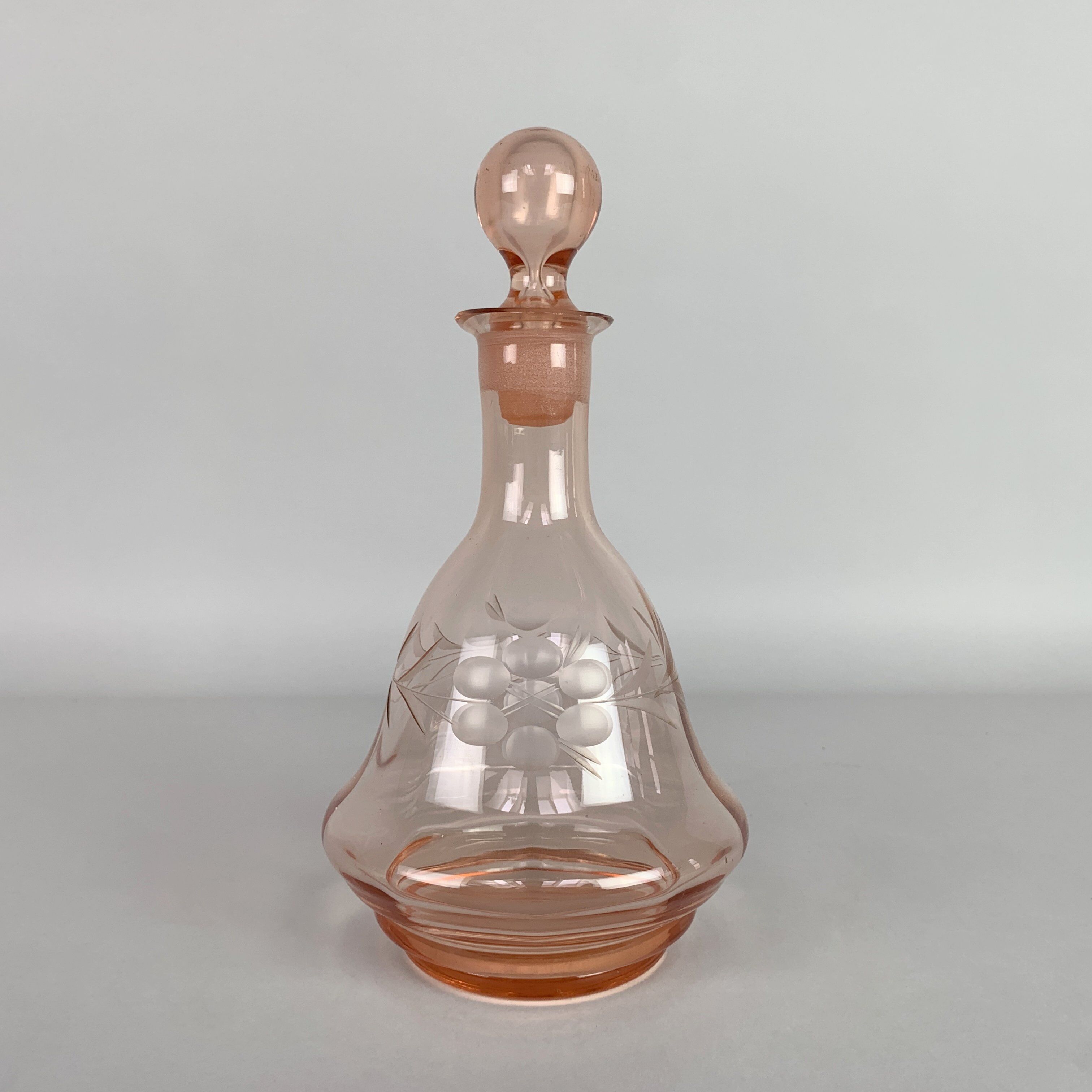 1950's bohemian rosaline cut glass carafe