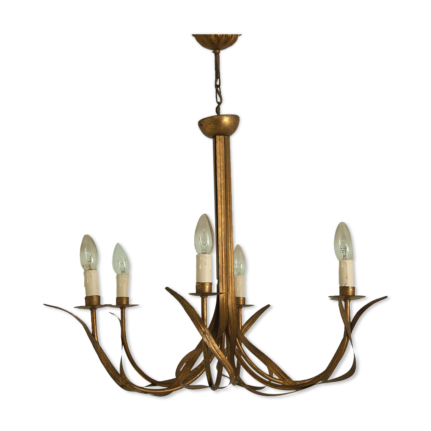 Brass flower-shaped chandelier
