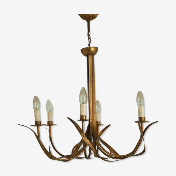 Brass flower-shaped chandelier