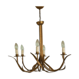 Brass flower-shaped chandelier