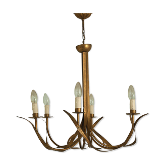 Brass flower-shaped chandelier