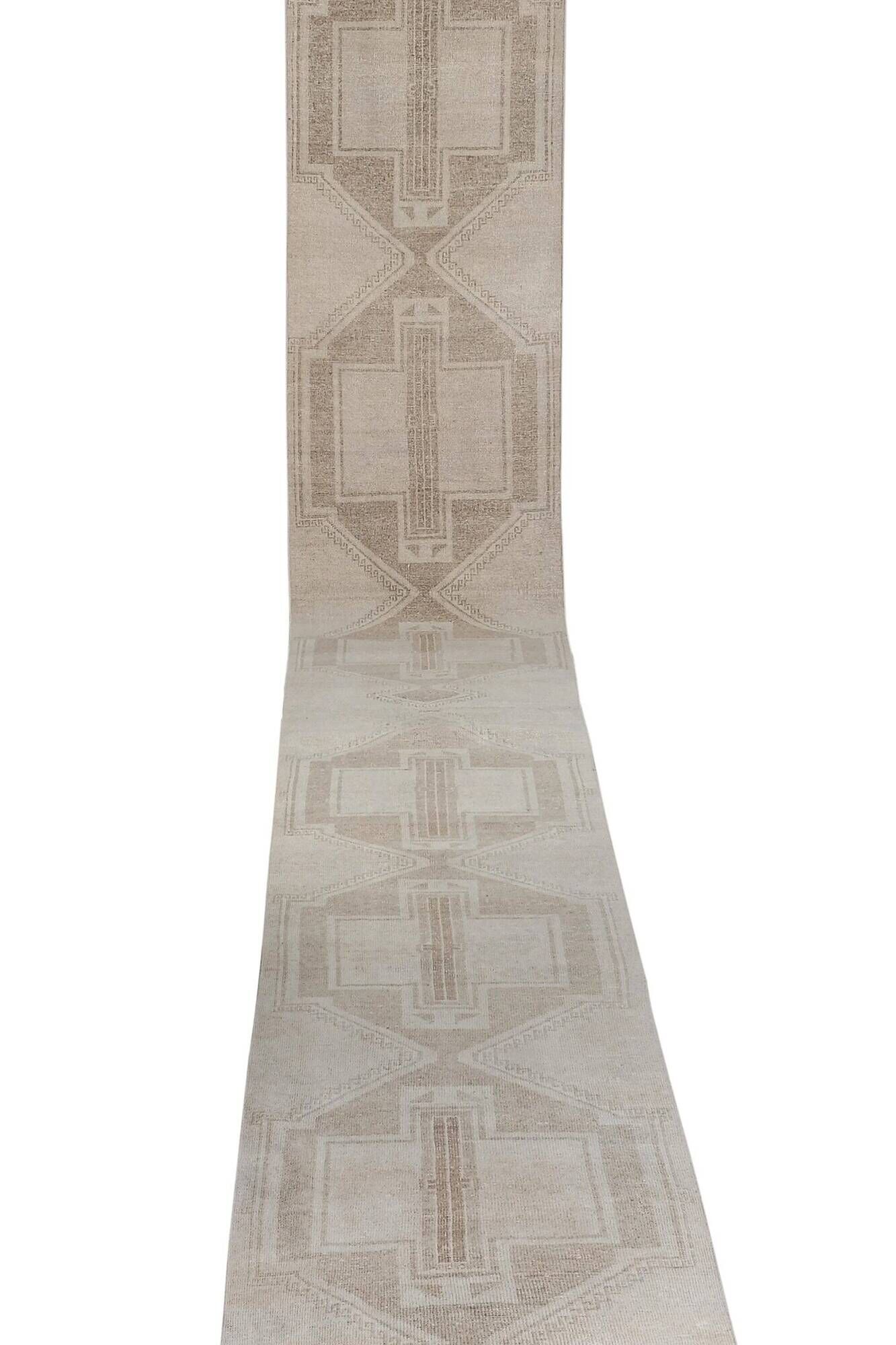 Vintage Turkish hallway rug 98x856 cm