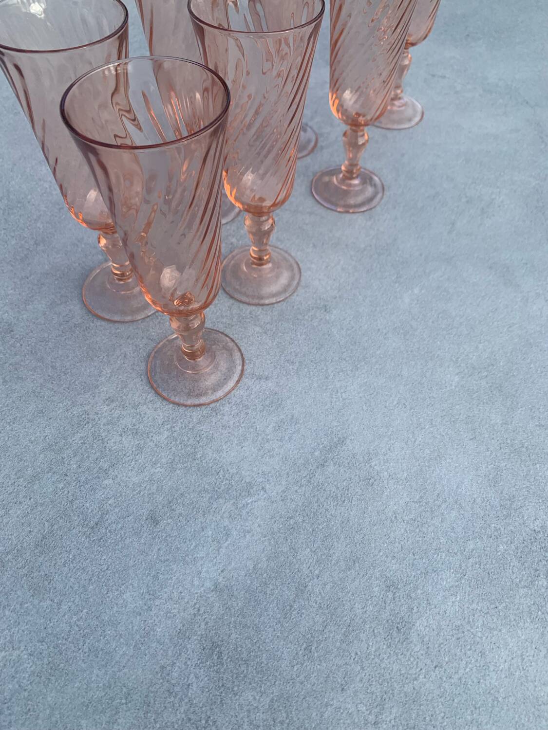 7 Roseline foot flutes - vintage Arcoroc