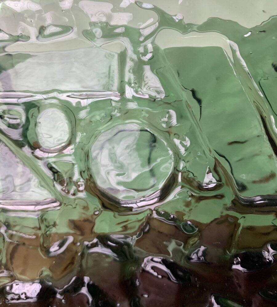 Swedish brutalist glass vase from the mid-century by Göte Augustsson for Ruda, 1960s.