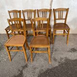 Set of 6 varnished bistro chairs