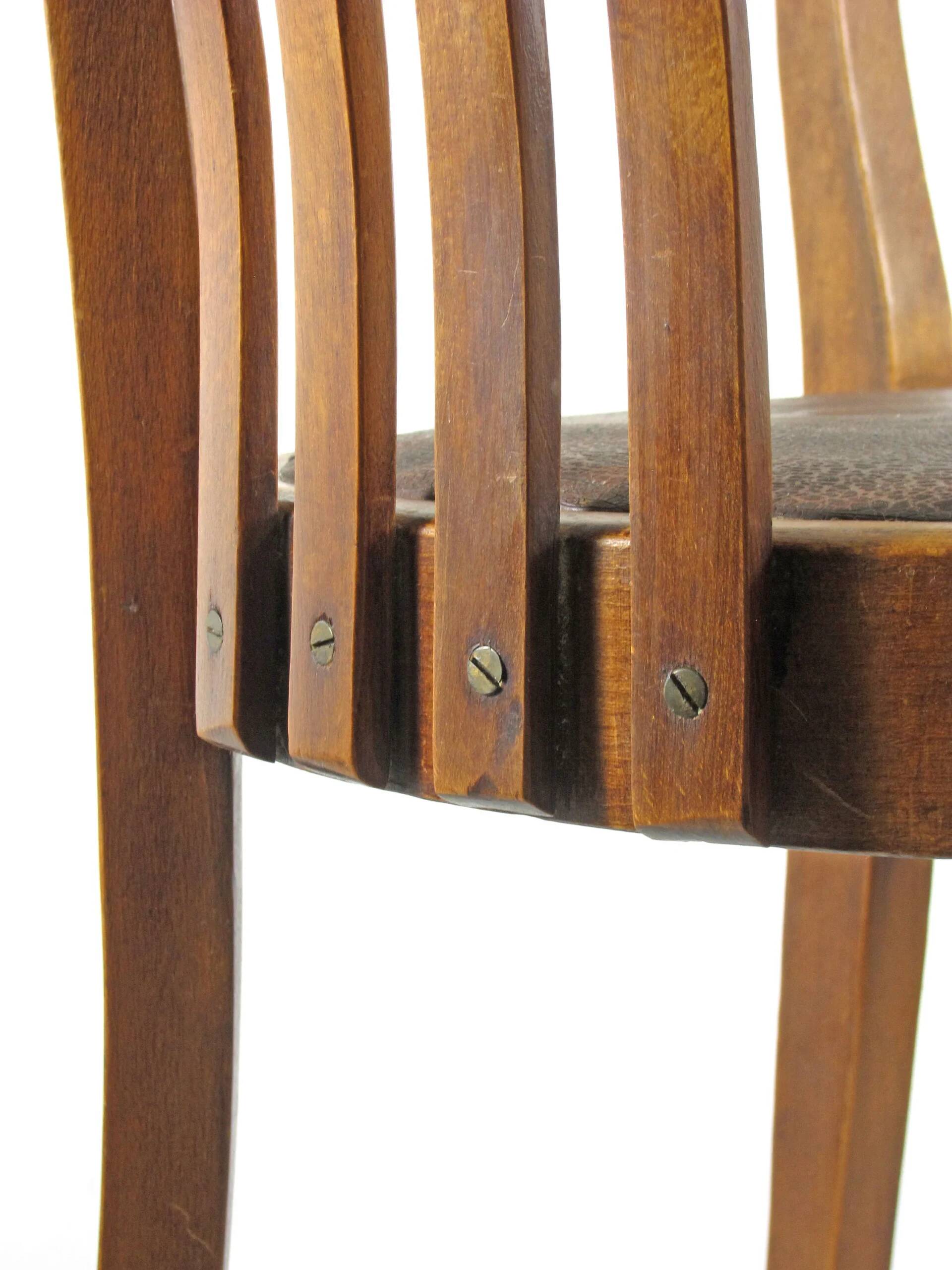 Antique Art Nouveau oak armchair, Austria or Germany circa 1910