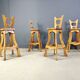 Vintage brutalist bar stools, set of 4 - 1960s