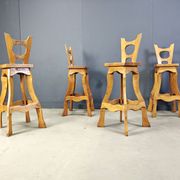 Vintage brutalist bar stools, set of 4 - 1960s