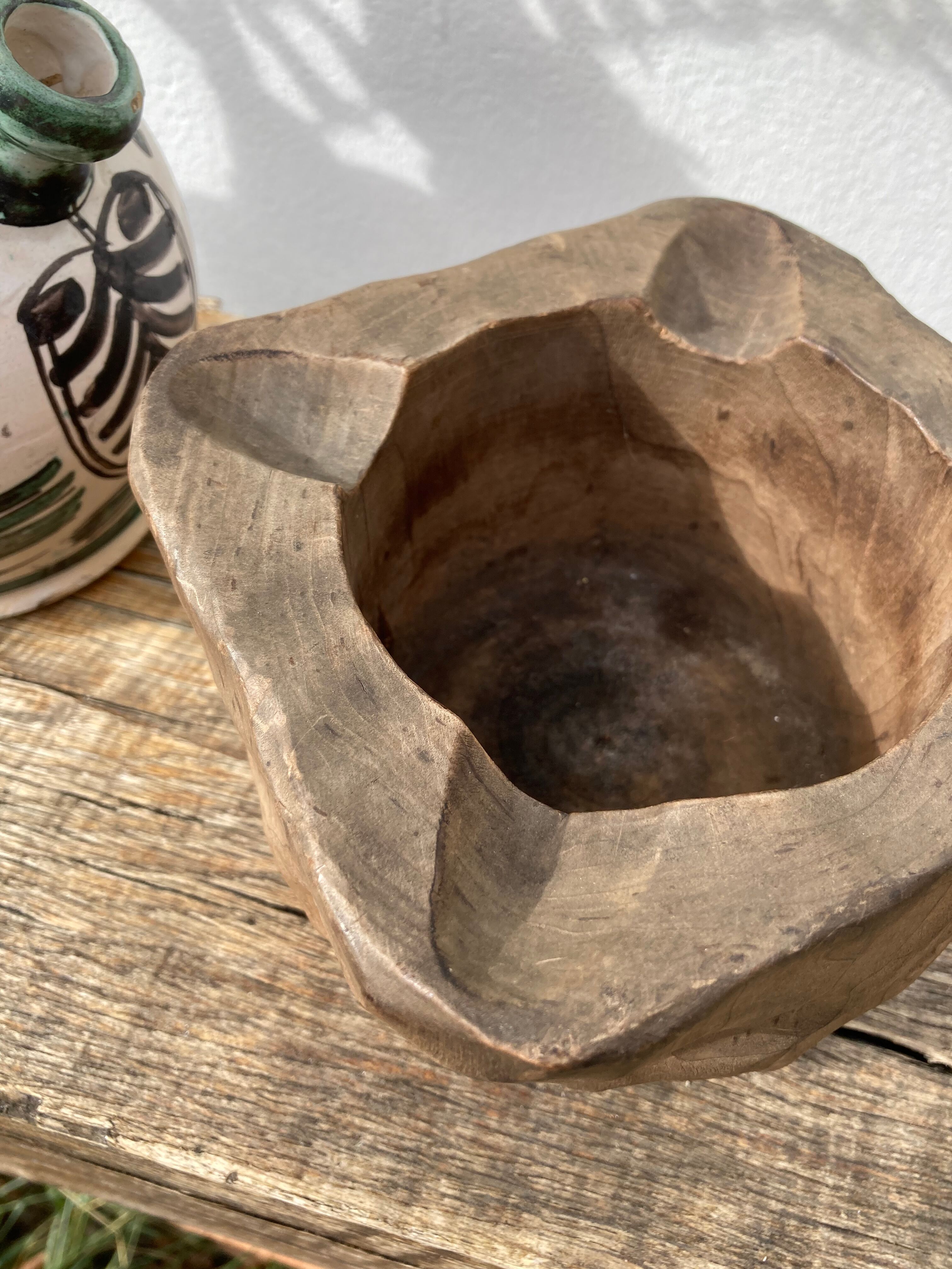 Wooden ashtray from the 1970s vintage brutalist style