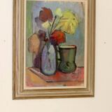 Swedish Mid-Century Oil On Canvas Painting" Still Life " --Vintage & Framed