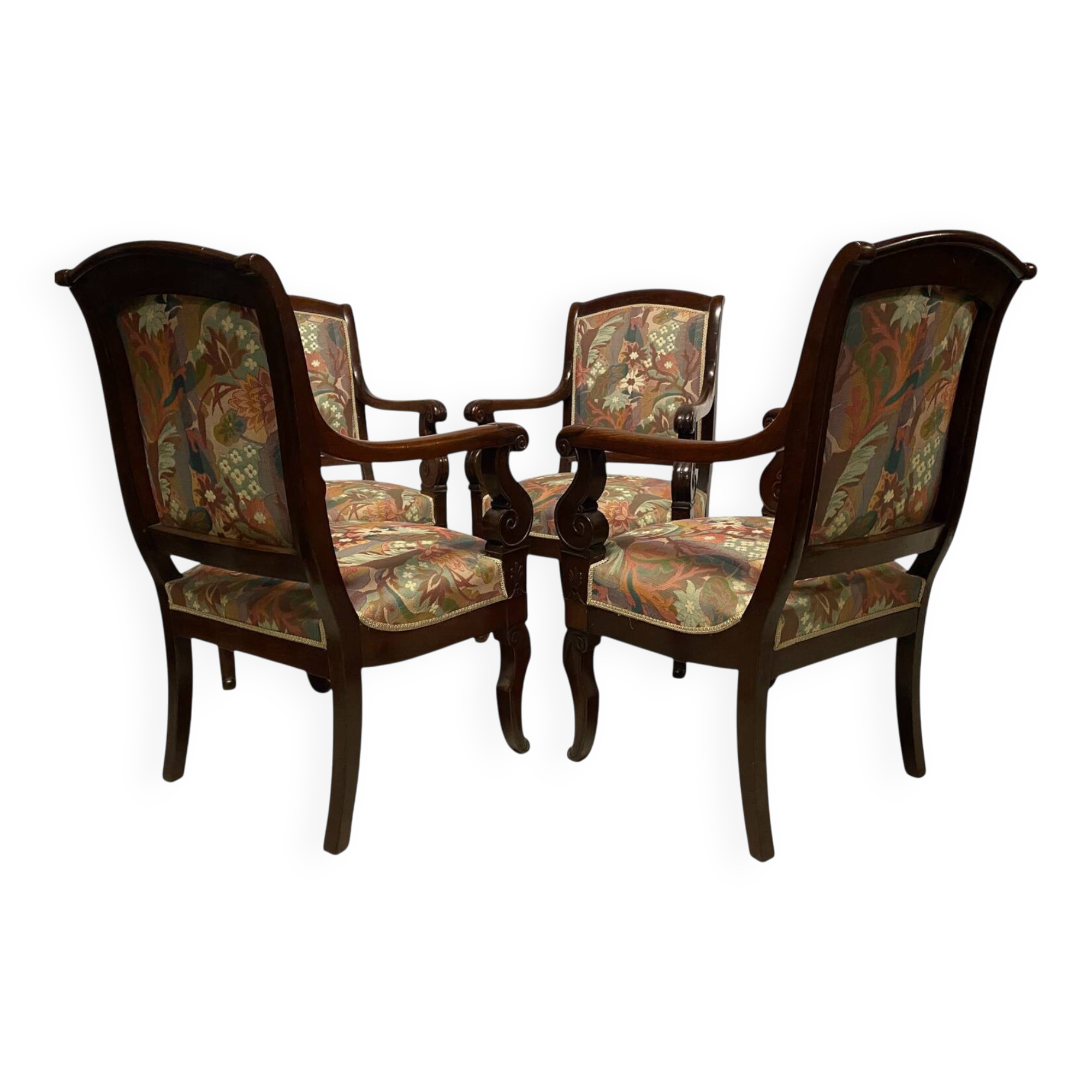 Four 19th century mahogany armchairs