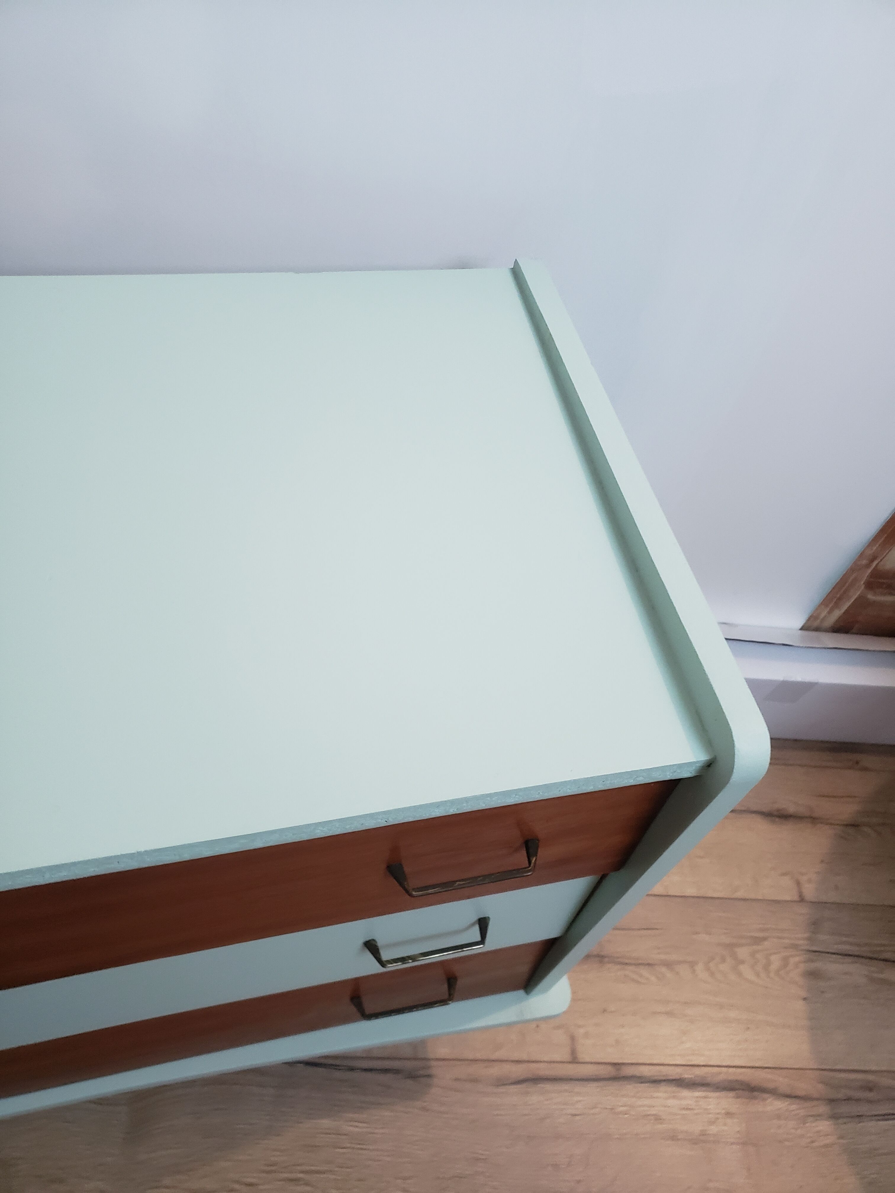 Vintage wood and blue chest of drawers